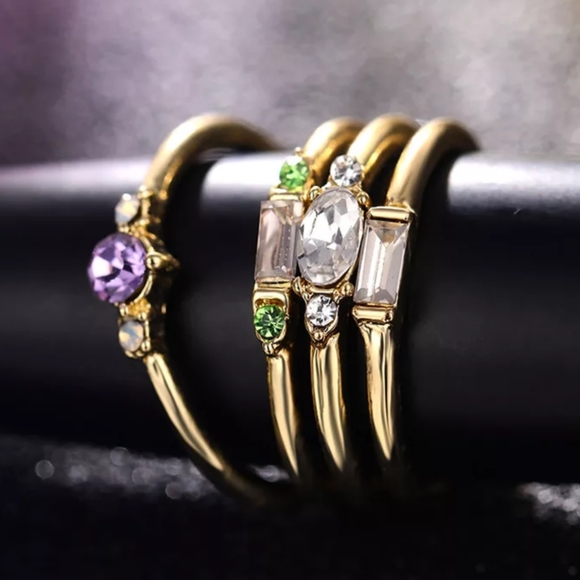 Lakeview Apparel | Jewelry | Dainty Delicate Gold Crystal Stacked Ring ...
